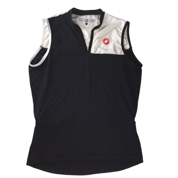 CASTELLI Cycling Jersey Bicycle Bike Tank Top Black White.  Mock Neck Large - Picture 8 of 9
